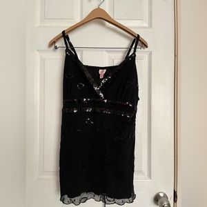 Y2K/90s black paisley print sequin tank top